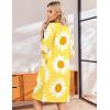 image:imageEkouaer Zip Up Robes for Women Short Waffle Bathrobe Lightweight house coat 34 Sleeve Soft Nightgown with Pockets S3XLYellow Floral