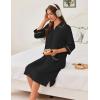 image:imageEkouaer Zipper Robes for Women 34 Sleeve Housecoats Knee Length Bathrobe Lightweight Nightgown with Pockets S3XLBlack