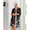 image:imageEkouaer Zipper Robes for Women 34 Sleeve Housecoats Knee Length Bathrobe Lightweight Nightgown with Pockets S3XLButterfly Flowers