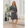 image:imageEkouaer Zipper Robes for Women 34 Sleeve Housecoats Knee Length Bathrobe Lightweight Nightgown with Pockets S3XLDark Grey