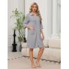 image:imageEkouaer Zipper Robes for Women 34 Sleeve Housecoats Knee Length Bathrobe Lightweight Nightgown with Pockets S3XLLight Grey