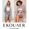 image:imageEkouaer Zipper Robes for Women 34 Sleeve Housecoats Knee Length Bathrobe Lightweight Nightgown with Pockets S3XLLight Grey