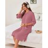 image:imageEkouaer Zipper Robes for Women 34 Sleeve Housecoats Knee Length Bathrobe Lightweight Nightgown with Pockets S3XLPurplish Grey