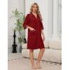 image:imageEkouaer Zipper Robes for Women 34 Sleeve Housecoats Knee Length Bathrobe Lightweight Nightgown with Pockets S3XLWine Red