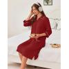 image:imageEkouaer Zipper Robes for Women 34 Sleeve Housecoats Knee Length Bathrobe Lightweight Nightgown with Pockets S3XLWine Red