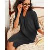 image:imageEkouaer Zipper Robes for Women 34 Sleeve Waffle Knit Bathrobe Lightweight Short Housecoat with Pockets Soft Loungewear S3XLBlack