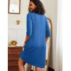 image:imageEkouaer Zipper Robes for Women 34 Sleeve Waffle Knit Bathrobe Lightweight Short Housecoat with Pockets Soft Loungewear S3XLBlue