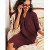 image:imageEkouaer Zipper Robes for Women 34 Sleeve Waffle Knit Bathrobe Lightweight Short Housecoat with Pockets Soft Loungewear S3XLDark Red
