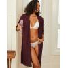image:imageEkouaer Zipper Robes for Women 34 Sleeve Waffle Knit Bathrobe Lightweight Short Housecoat with Pockets Soft Loungewear S3XLDark Red