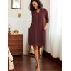 image:imageEkouaer Zipper Robes for Women 34 Sleeve Waffle Knit Bathrobe Lightweight Short Housecoat with Pockets Soft Loungewear S3XLDark Red