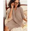 image:imageEkouaer Zipper Robes for Women 34 Sleeve Waffle Knit Bathrobe Lightweight Short Housecoat with Pockets Soft Loungewear S3XLKhaki