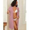 image:imageEkouaer Zipper Robes for Women 34 Sleeve Waffle Knit Bathrobe Lightweight Short Housecoat with Pockets Soft Loungewear S3XLMauve
