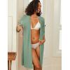 image:imageEkouaer Zipper Robes for Women 34 Sleeve Waffle Knit Bathrobe Lightweight Short Housecoat with Pockets Soft Loungewear S3XLMint Green