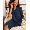 image:imageEkouaer Zipper Robes for Women 34 Sleeve Waffle Knit Bathrobe Lightweight Short Housecoat with Pockets Soft Loungewear S3XLNavy Blue