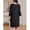 image:imageEkouaer Zipper Robes for Women 34 Sleeves Housecoat Soft Nightgowns Sleepwear Mumu House Dresses with PocketsBlack