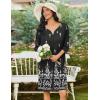 image:imageEkouaer Zipper Robes for Women 34 Sleeves Housecoat Soft Nightgowns Sleepwear Mumu House Dresses with PocketsBlack Ethnic Print
