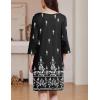 image:imageEkouaer Zipper Robes for Women 34 Sleeves Housecoat Soft Nightgowns Sleepwear Mumu House Dresses with PocketsBlack Ethnic Print