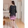 image:imageEkouaer Zipper Robes for Women 34 Sleeves Housecoat Soft Nightgowns Sleepwear Mumu House Dresses with PocketsBlack Sakura