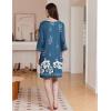 image:imageEkouaer Zipper Robes for Women 34 Sleeves Housecoat Soft Nightgowns Sleepwear Mumu House Dresses with PocketsBlue White Floral