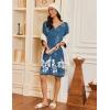 image:imageEkouaer Zipper Robes for Women 34 Sleeves Housecoat Soft Nightgowns Sleepwear Mumu House Dresses with PocketsBlue White Floral