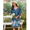 image:imageEkouaer Zipper Robes for Women 34 Sleeves Housecoat Soft Nightgowns Sleepwear Mumu House Dresses with PocketsBlue White Floral