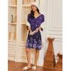 image:imageEkouaer Zipper Robes for Women 34 Sleeves Housecoat Soft Nightgowns Sleepwear Mumu House Dresses with PocketsDeep Purple Floral