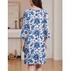 image:imageEkouaer Zipper Robes for Women 34 Sleeves Housecoat Soft Nightgowns Sleepwear Mumu House Dresses with PocketsEthnic Cashew Flower
