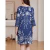 image:imageEkouaer Zipper Robes for Women 34 Sleeves Housecoat Soft Nightgowns Sleepwear Mumu House Dresses with PocketsEvening Blue Vines