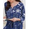 image:imageEkouaer Zipper Robes for Women 34 Sleeves Housecoat Soft Nightgowns Sleepwear Mumu House Dresses with PocketsEvening Blue Vines