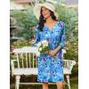 image:imageEkouaer Zipper Robes for Women 34 Sleeves Housecoat Soft Nightgowns Sleepwear Mumu House Dresses with PocketsFloral Blue