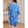 image:imageEkouaer Zipper Robes for Women 34 Sleeves Housecoat Soft Nightgowns Sleepwear Mumu House Dresses with PocketsFloral Blue