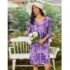 image:imageEkouaer Zipper Robes for Women 34 Sleeves Housecoat Soft Nightgowns Sleepwear Mumu House Dresses with PocketsFloral Purple