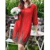image:imageEkouaer Zipper Robes for Women 34 Sleeves Housecoat Soft Nightgowns Sleepwear Mumu House Dresses with PocketsFloral Red