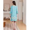 image:imageEkouaer Zipper Robes for Women 34 Sleeves Housecoat Soft Nightgowns Sleepwear Mumu House Dresses with PocketsGreen White Floral