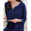 image:imageEkouaer Zipper Robes for Women 34 Sleeves Housecoat Soft Nightgowns Sleepwear Mumu House Dresses with PocketsNavy Blue