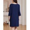 image:imageEkouaer Zipper Robes for Women 34 Sleeves Housecoat Soft Nightgowns Sleepwear Mumu House Dresses with PocketsNavy Blue