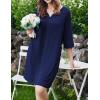 image:imageEkouaer Zipper Robes for Women 34 Sleeves Housecoat Soft Nightgowns Sleepwear Mumu House Dresses with PocketsNavy Blue