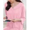 image:imageEkouaer Zipper Robes for Women 34 Sleeves Housecoat Soft Nightgowns Sleepwear Mumu House Dresses with PocketsPink