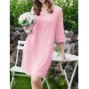 image:imageEkouaer Zipper Robes for Women 34 Sleeves Housecoat Soft Nightgowns Sleepwear Mumu House Dresses with PocketsPink