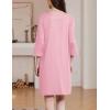 image:imageEkouaer Zipper Robes for Women 34 Sleeves Housecoat Soft Nightgowns Sleepwear Mumu House Dresses with PocketsPink