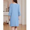 image:imageEkouaer Zipper Robes for Women 34 Sleeves Housecoat Soft Nightgowns Sleepwear Mumu House Dresses with PocketsSky Blue
