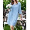 image:imageEkouaer Zipper Robes for Women 34 Sleeves Housecoat Soft Nightgowns Sleepwear Mumu House Dresses with PocketsSky Blue