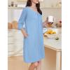 image:imageEkouaer Zipper Robes for Women 34 Sleeves Housecoat Soft Nightgowns Sleepwear Mumu House Dresses with PocketsSky Blue