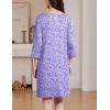 image:imageEkouaer Zipper Robes for Women 34 Sleeves Housecoat Soft Nightgowns Sleepwear Mumu House Dresses with PocketsSmall Florals Purple