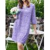 image:imageEkouaer Zipper Robes for Women 34 Sleeves Housecoat Soft Nightgowns Sleepwear Mumu House Dresses with PocketsSmall Florals Purple