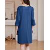 image:imageEkouaer Zipper Robes for Women 34 Sleeves Housecoat Soft Nightgowns Sleepwear Mumu House Dresses with PocketsSteel Blue