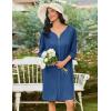 image:imageEkouaer Zipper Robes for Women 34 Sleeves Housecoat Soft Nightgowns Sleepwear Mumu House Dresses with PocketsSteel Blue