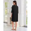 image:imageEkouaer Zipper Robes for Women 34 Sleeves Lightweight House Coat Zip Up Bathrobe Soft Nightgown with Pockets S3XLBlack