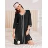 image:imageEkouaer Zipper Robes for Women 34 Sleeves Lightweight House Coat Zip Up Bathrobe Soft Nightgown with Pockets S3XLBlack