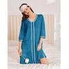 image:imageEkouaer Zipper Robes for Women 34 Sleeves Lightweight House Coat Zip Up Bathrobe Soft Nightgown with Pockets S3XLBlue Green